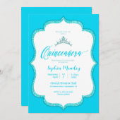 Elégante Quinceanera Turquoise Invitation (Devant / Derrière)