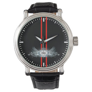 Elegante Racing Stripes Gepersonaliseerd Mannen Wa Horloge