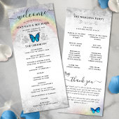 Elegante Rainbow Blue Butterfly Wedding Programma' Kaart