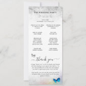 Elegante Rainbow Blue Butterfly Wedding Programma' Kaart (Achterkant)
