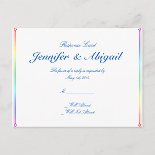 Elegante Rainbow Floral Gay Wedding RSVP Briefkaar Uitnodiging Briefkaart