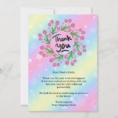 Elegante Rainbow Floral Small Business Client Bedankkaart (Voorkant)