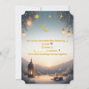 Elegante Ramadan Iftar-uitnodiging 🌙 Goud & Marin Kaart