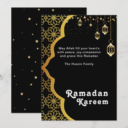 Elegante Ramadan Kareem Zwarte Gouden Vakantiekaar Feestdagenkaart (Voorkant / Achterkant)