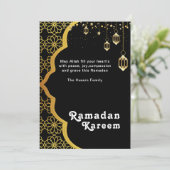 Elegante Ramadan Kareem Zwarte Gouden Vakantiekaar Feestdagenkaart (Staand voorkant)