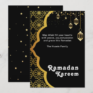 Elegante Ramadan Kareem Zwarte Gouden Vakantiekaar Feestdagenkaart