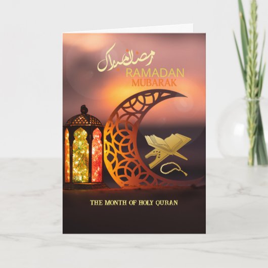 Elegante Ramadan Mubarak Heilige Koran met halve m Kaart (Voorkant)