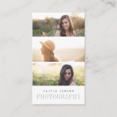 Elegante rand | Drie foto fotograaf QR code Visitekaartje (Voorkant)