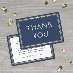 Elegante rand en klassieke typografie Navy & Goud Bedankkaart
