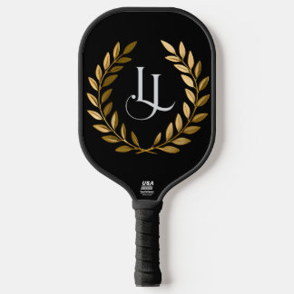Élégante Raquette de Pickleball Monogramme Noir &