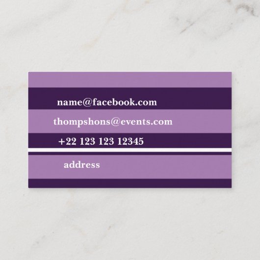 élégante rayures double face carte de visite (Dos)