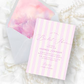 Elégante rayures rose invitation douche nuptiale