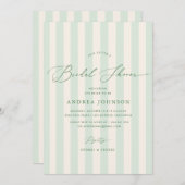 Elégante rayures vertes invitation à la douche nup (Devant / Derrière)