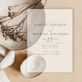 Elegante Real Vellum Overlay Modern Script Wedding Uitnodigingen