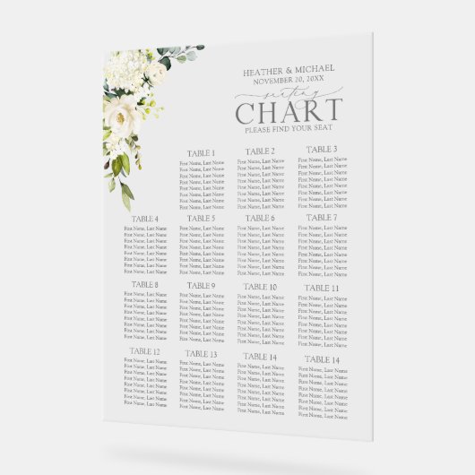 Elégante Réception Florale Gris Blanc Vert Siège (Angle)