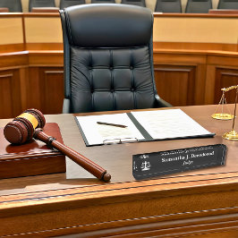 Elegante rechter Black Desk naambordje