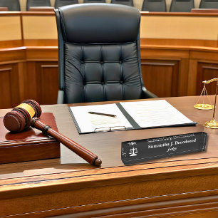 Elegante rechter Black Desk naambordje