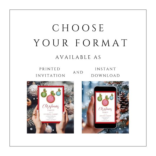 Élégante Red Bauble Noël Invitation