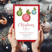 Élégante Red Bauble Noël Invitation
