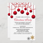 Élégante Red Bauble Noël Invitation (Devant / Derrière)
