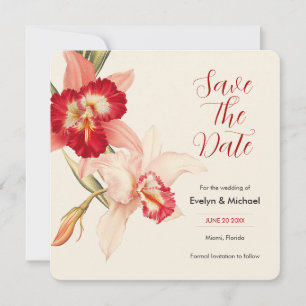 Elegante Red Cattleya Orchids bruiloft Save the Da Date