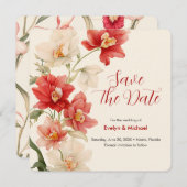 Elegante Red Cattleya Orchids bruiloft Save the Da Save The Date (Voorkant / Achterkant)