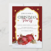 Elégante Red & Gold Christmas Party Invitation (Devant)