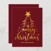 Elegante Red Gold Typography Kerst Kaart (Voorkant / Achterkant)