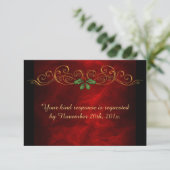 Elegante Red Holly Christmas Wedding RSVP (Staand voorkant)