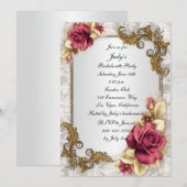 Élégante Red Roses Bachelorette Party Invitation (Devant / Derrière)