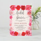 Elégante Red Roses Bridal Showweuse Invitation (Debout devant)