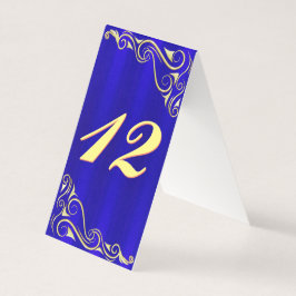Elegante Regal Gold en Blue Flourish Table Kaart