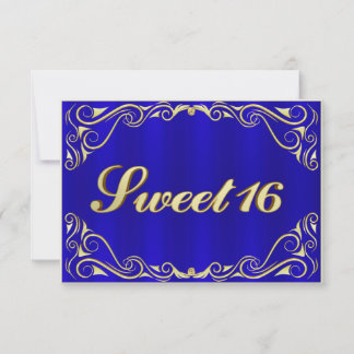 Elegante Regal Gold Typografie Sweet 16 RSVP Kaartje