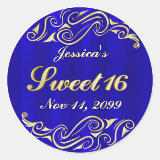 Elegante Regal Golden Typografie Sweet 16 Ronde Sticker
