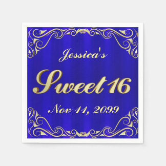 Elegante Regal Golden Typografie Sweet 16 Servet