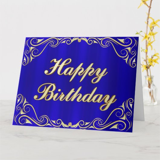 Elegante Regal Gouden Typografie Verjaardagsgroet Kaart (Gele Bloem)