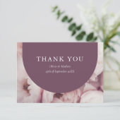 Elegante Regal Paarse Pioenrozen Rozen Bericht Bru Bedankkaart (Staand voorkant)