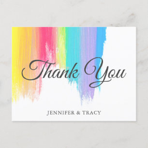 Elegante Regenboog Aquarel LGBTQ Trouw Dankjewel Briefkaart