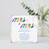 Elegante Regenboog Bloemen Mrs Bruiloft Uitnodigin Kaart (Staand voorkant)