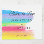 Elegante regenboog bruiloft gepersonaliseerd sparkling wijnetiket (Enkel label)