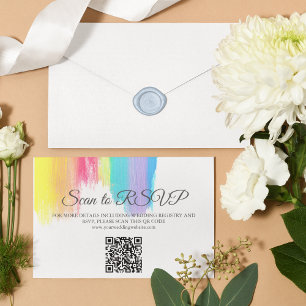 Elegante regenboog bruiloft website QR-code RSVP Kaartje