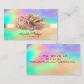 Elegante Regenboog Holografisch, Gouden Lotus Visitekaartje (Voorkant / Achterkant)