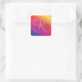 Elegante Regenboog LGBT Custom Monogram Bruiloft Vierkante Sticker (Tas)
