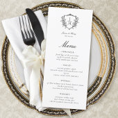 Elegante Regency Floral Crest Monogram Huwelijk Menu