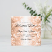 Elegante Rehearsal Dinner Roze Goud Glans Lichtjes Kaart (Staand voorkant)