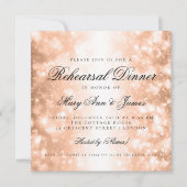 Elegante Rehearsal Dinner Roze Goud Glans Lichtjes Kaart (Voorkant)