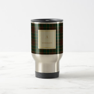 Elegante reismok met plaid motief en monogram reisbeker