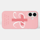 Elegante religieuze kruisnaam monogram koraal roze Case-Mate iPhone case (Achterkant (horizontaal))