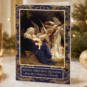 Elegante Religieuze Maagd Maria Engelen Muziek Feestdagen Kaart