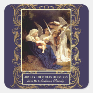 Elegante religieuze Maagd Maria engelen muziek Vierkante Sticker
